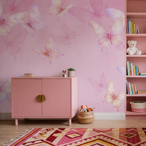 Fundo rosa com borboletas Fundo rosa com borboletas
