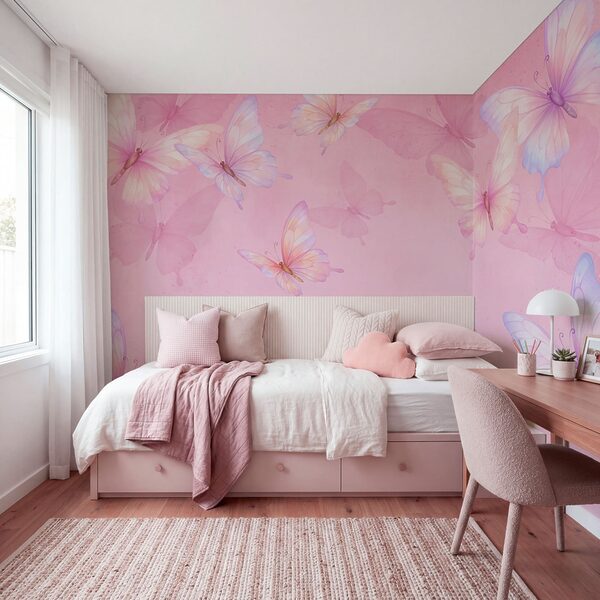 Fundo rosa com borboletas Fundo rosa com borboletas