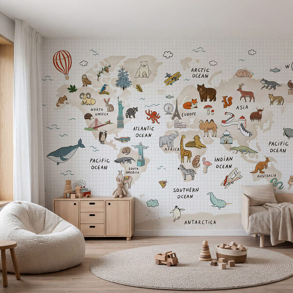Mapa do mundo com animais Mapa do mundo com animais
