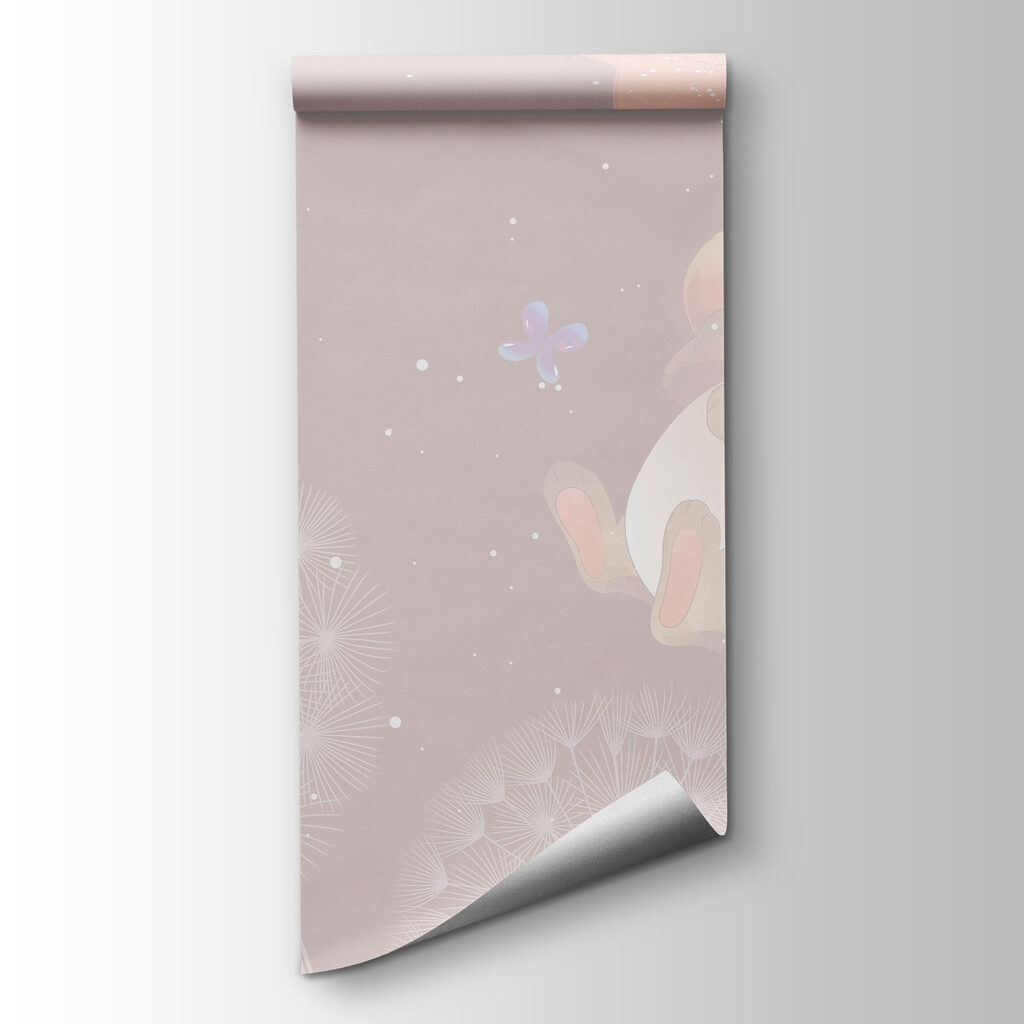 Wallpaper with rabbits and dandelions
