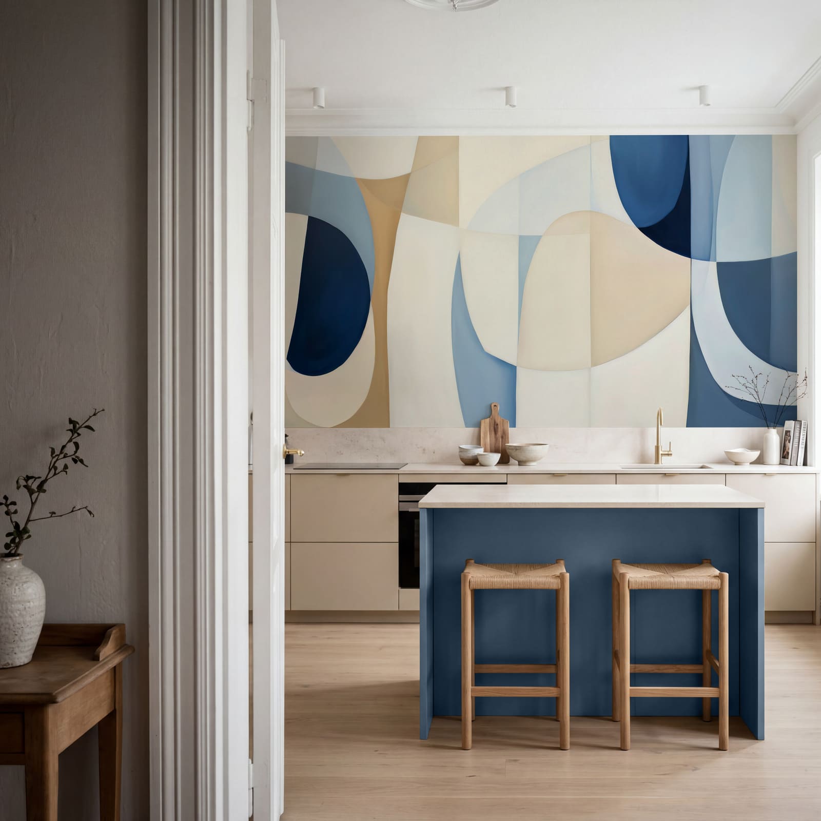 Obra de arte em azul e branco Obra de arte em azul e branco