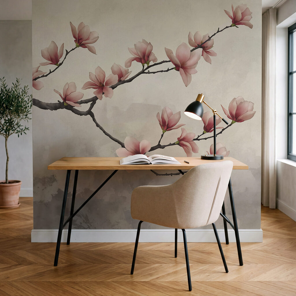 Ramo com flores cor-de-rosa