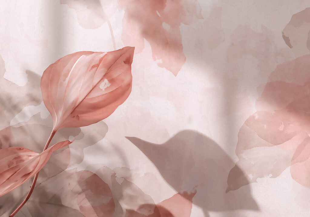 Gentle pink leaves in soft light