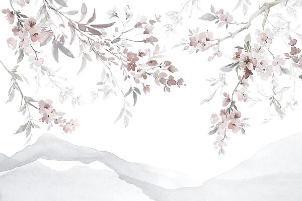 Painting of flowers on a white background