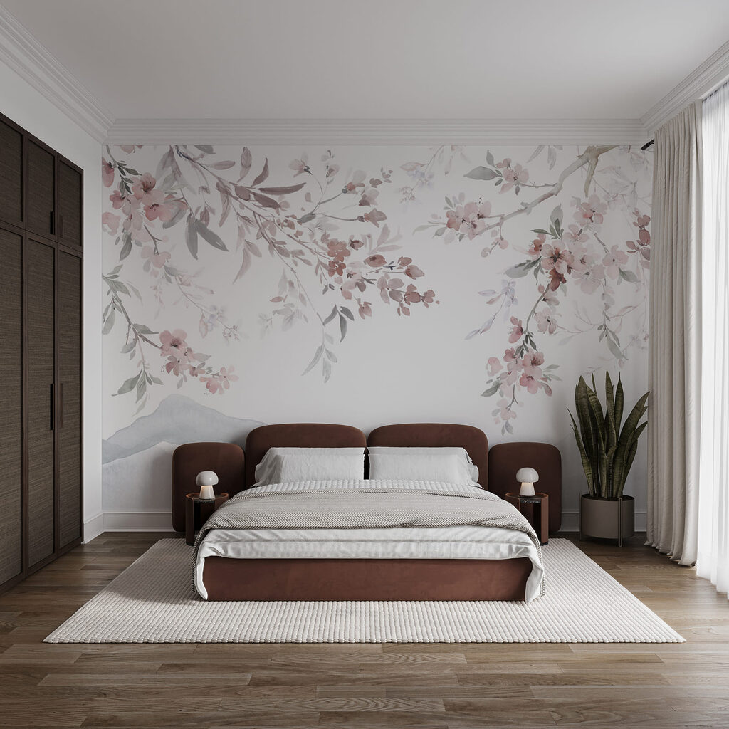 Pintura de flores sobre fundo branco