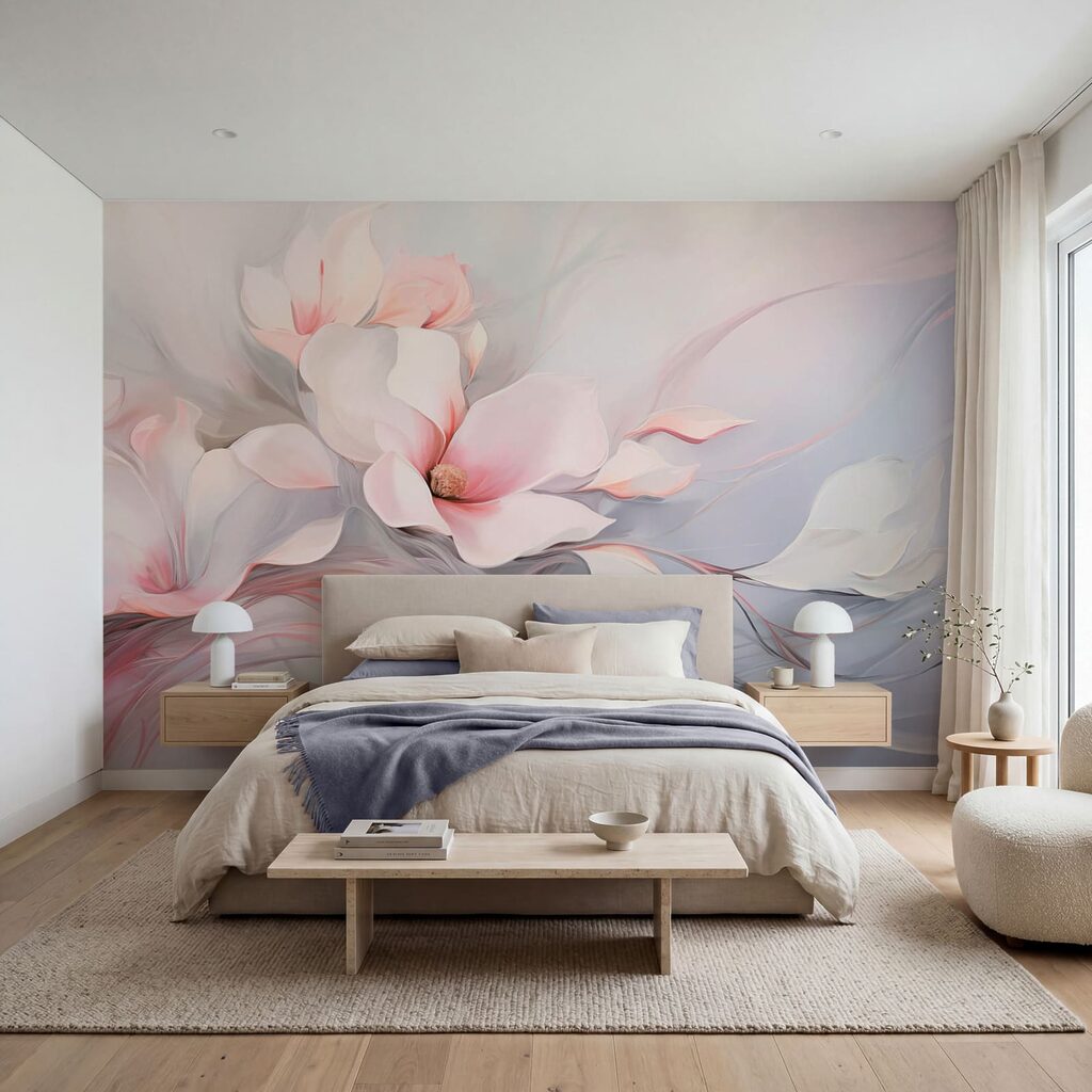Pintura de flores e folhas