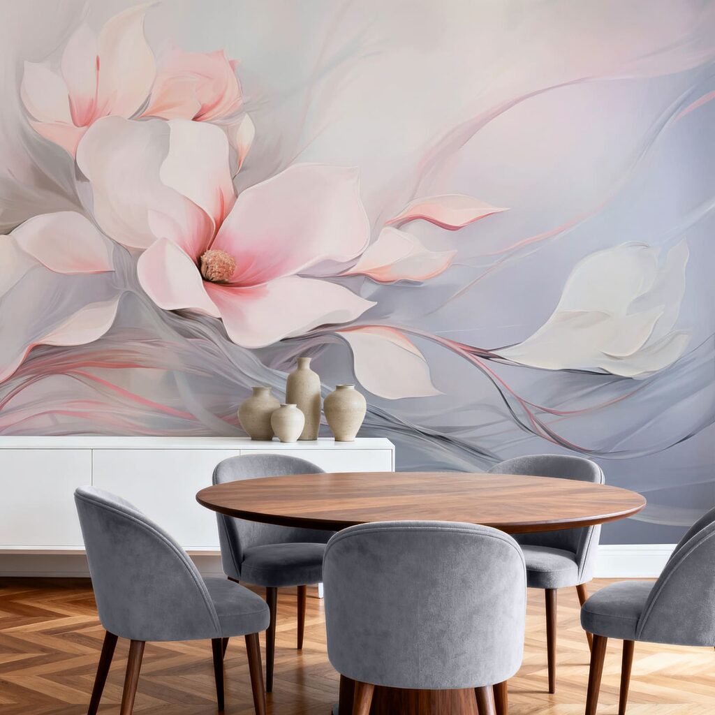 Pintura de flores e folhas