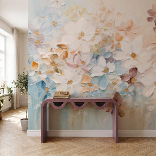 Pintura de flores numa superfície branca Pintura de flores numa superfície branca