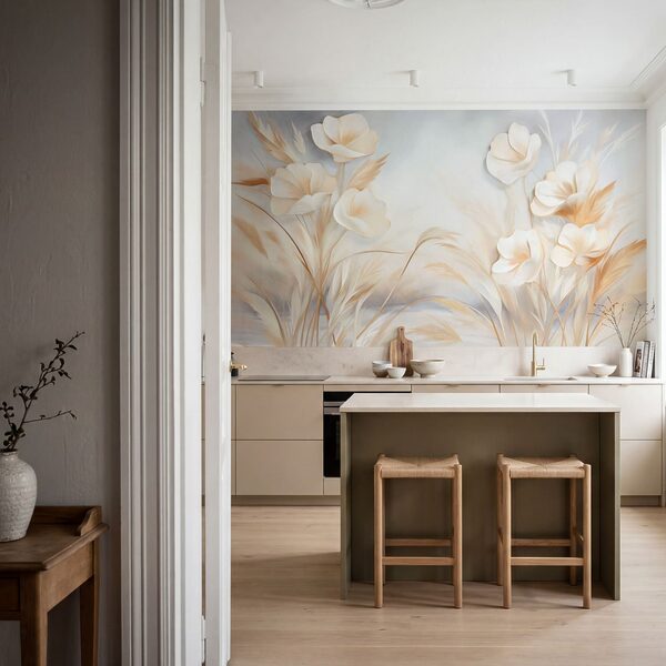 Pintura de flores e relva Pintura de flores e relva