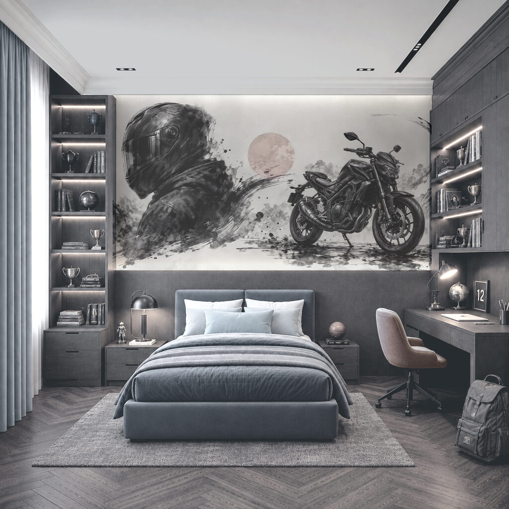 Motocicleta com uma máscara preta