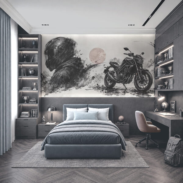 Motocicleta com uma máscara preta