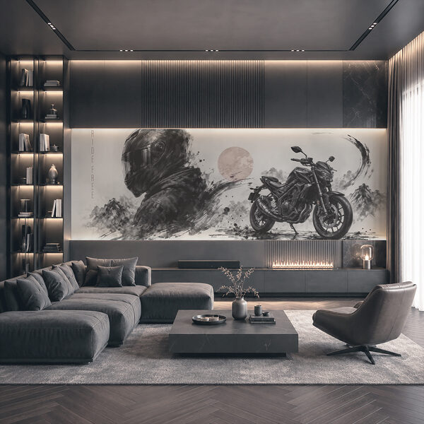 Motocicleta com uma máscara preta