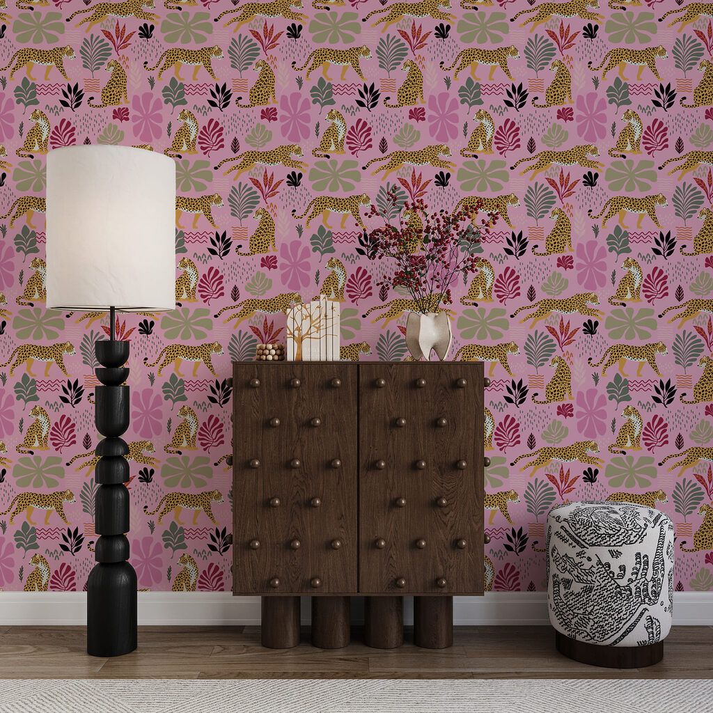 Wall mural Pattern of leopards and flowers Wall mural Pattern of leopards and flowers