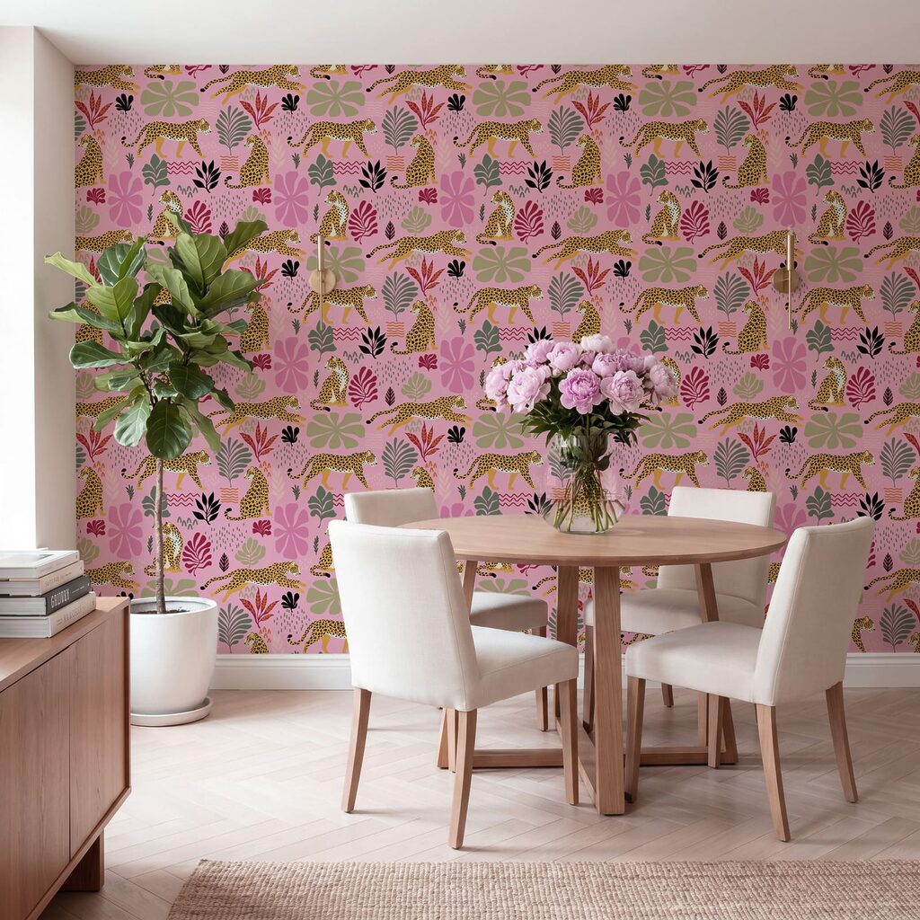 Wall mural Pattern of leopards and flowers Wall mural Pattern of leopards and flowers