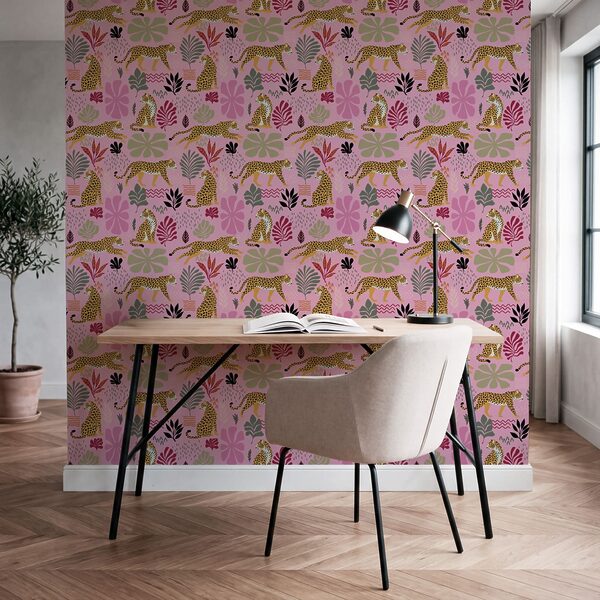 Wall mural Pattern of leopards and flowers Wall mural Pattern of leopards and flowers