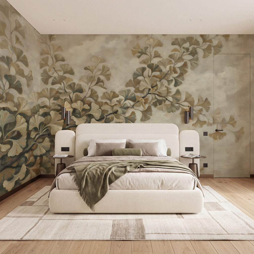 Pintura de um ramo com folhas Pintura de um ramo com folhas