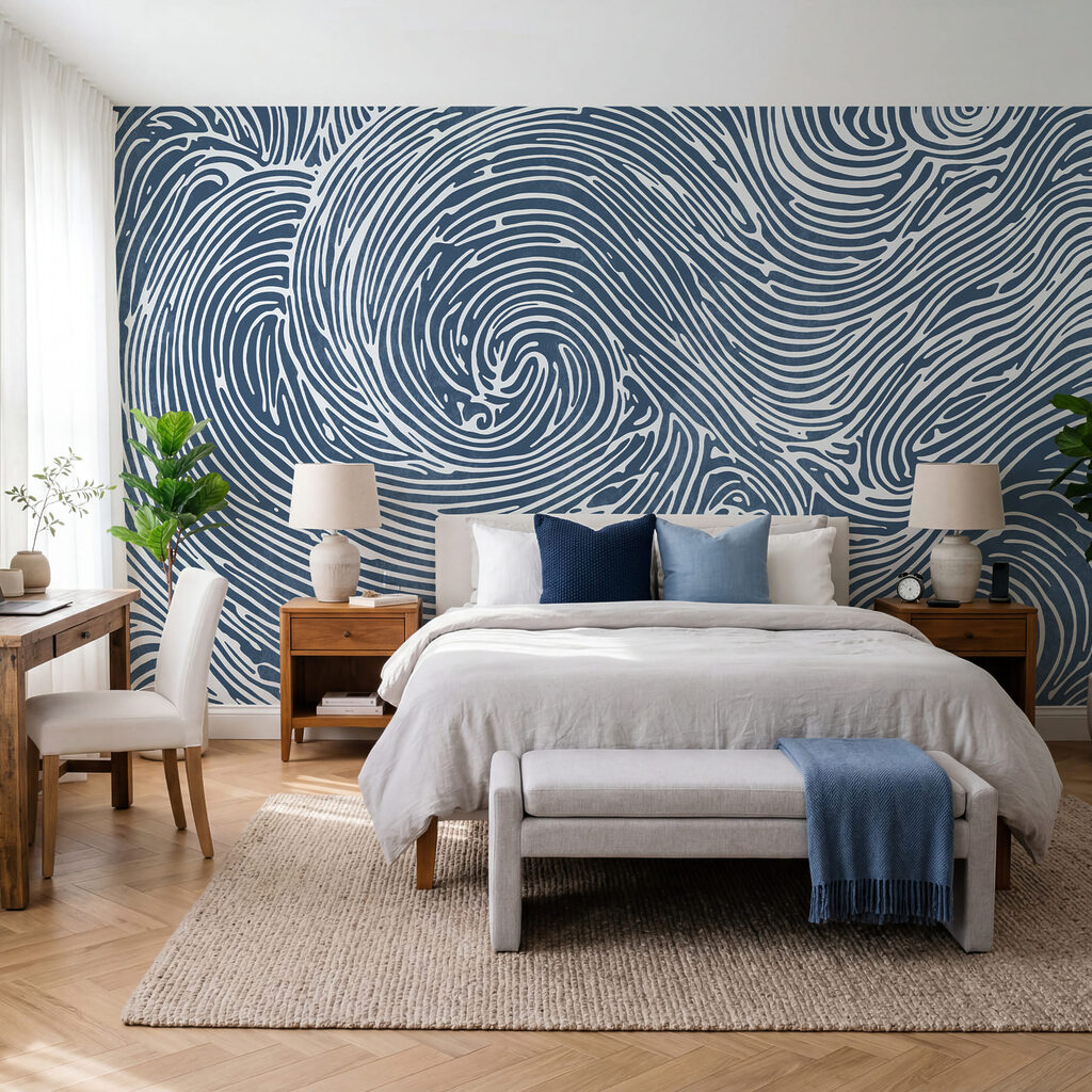 Padrão em espiral azul e branco Padrão em espiral azul e branco