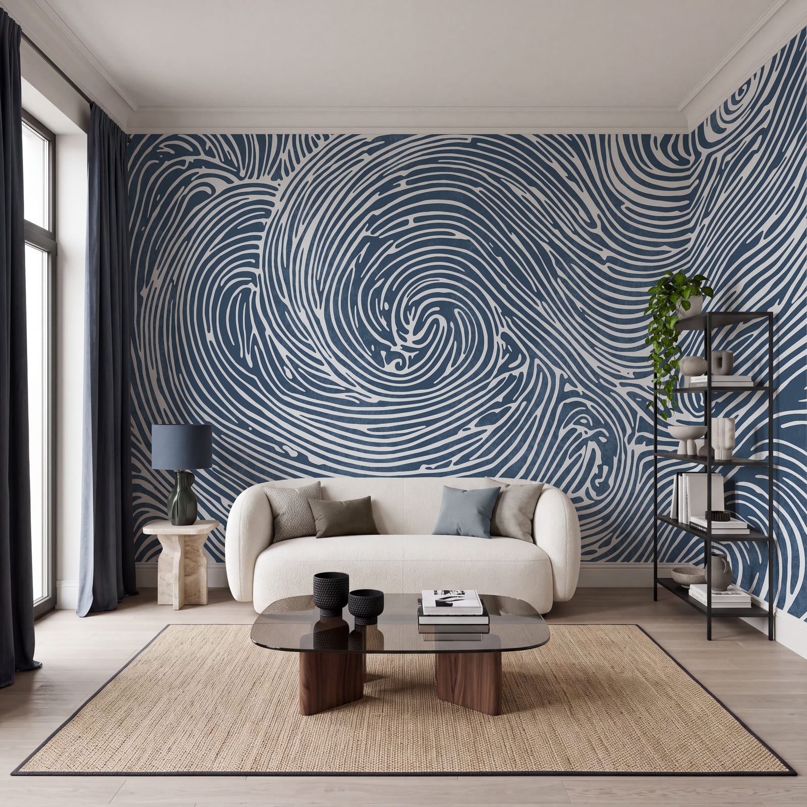 Padrão em espiral azul e branco Padrão em espiral azul e branco