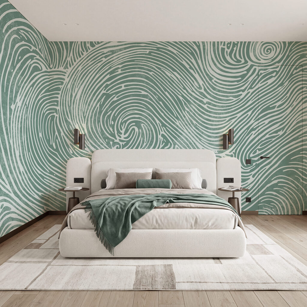 Linhas fluidas em tons suaves de turquesa Linhas fluidas em tons suaves de turquesa