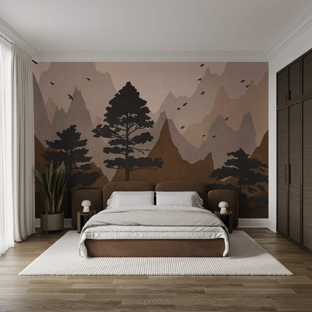 Pintura de montanhas e árvores Pintura de montanhas e árvores