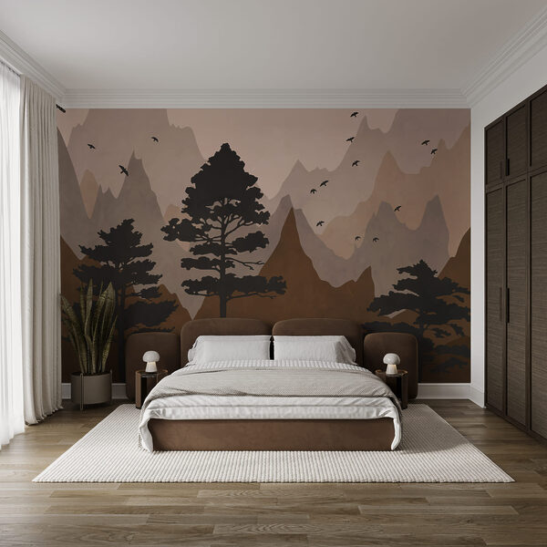 Pintura de montanhas e árvores Pintura de montanhas e árvores