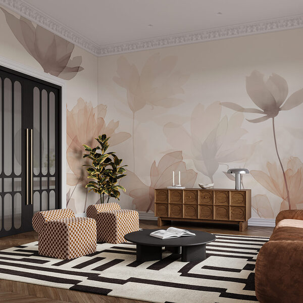 Flores transparentes com folhas