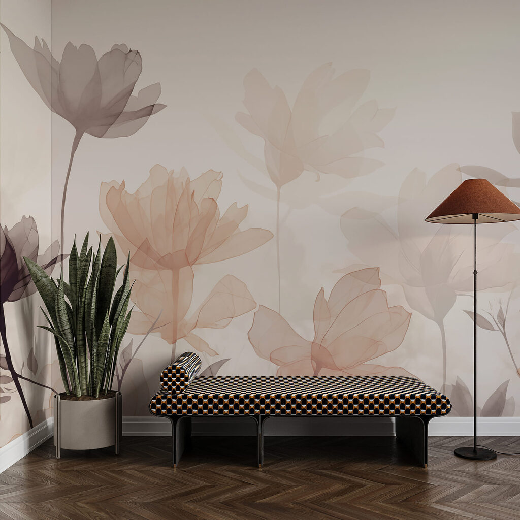 Flores transparentes com folhas