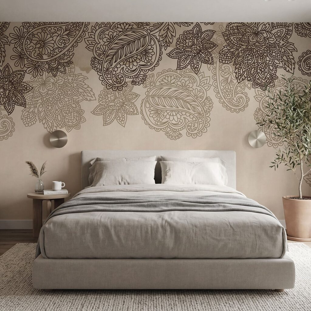 Borda com padrão paisley e flores