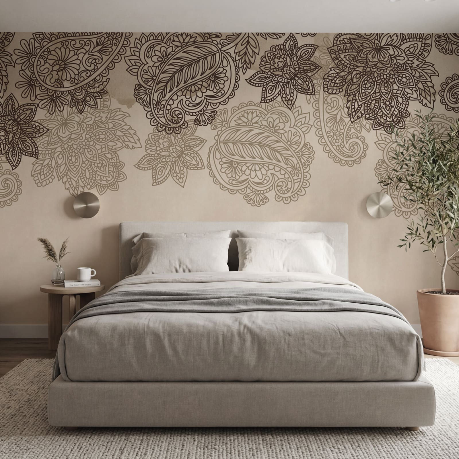 Borda com padrão paisley e flores