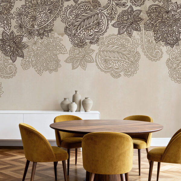 Borda com padrão paisley e flores