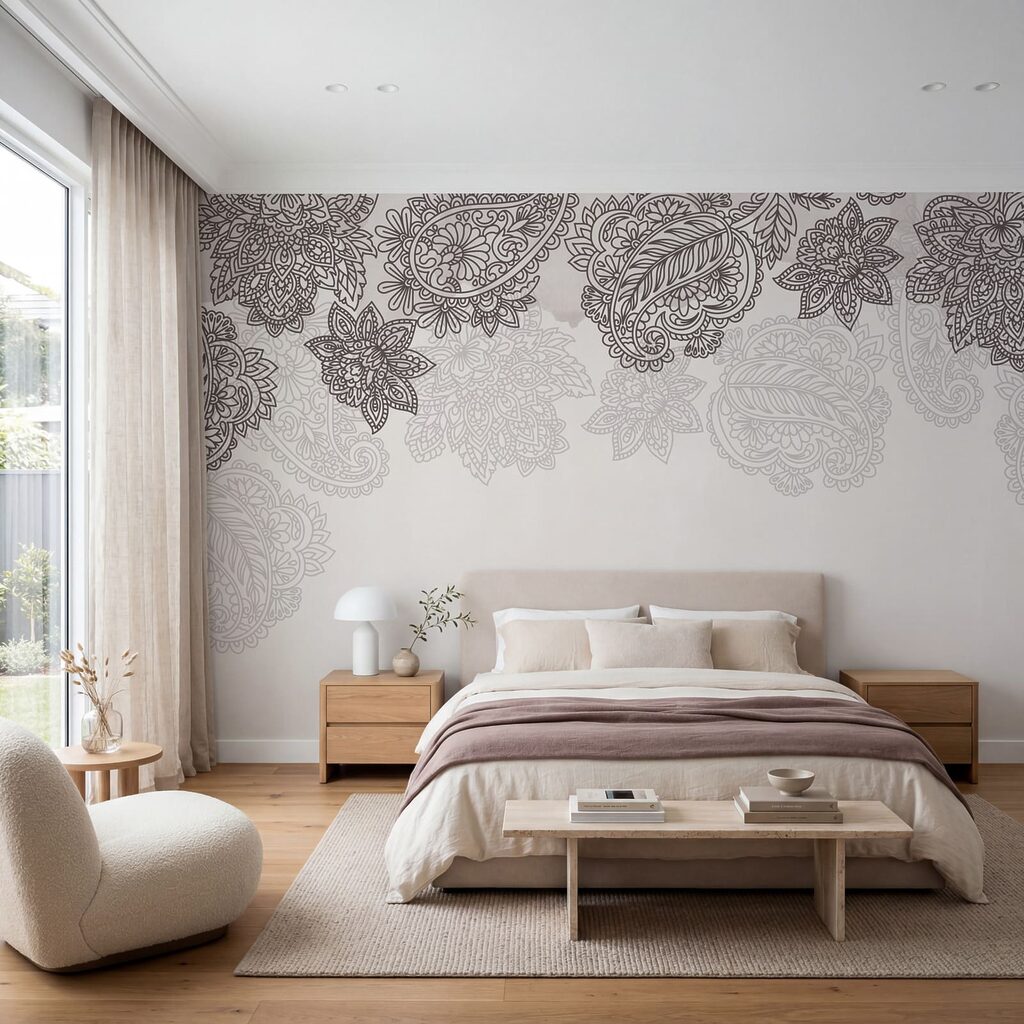 Borda com padrão paisley e flores