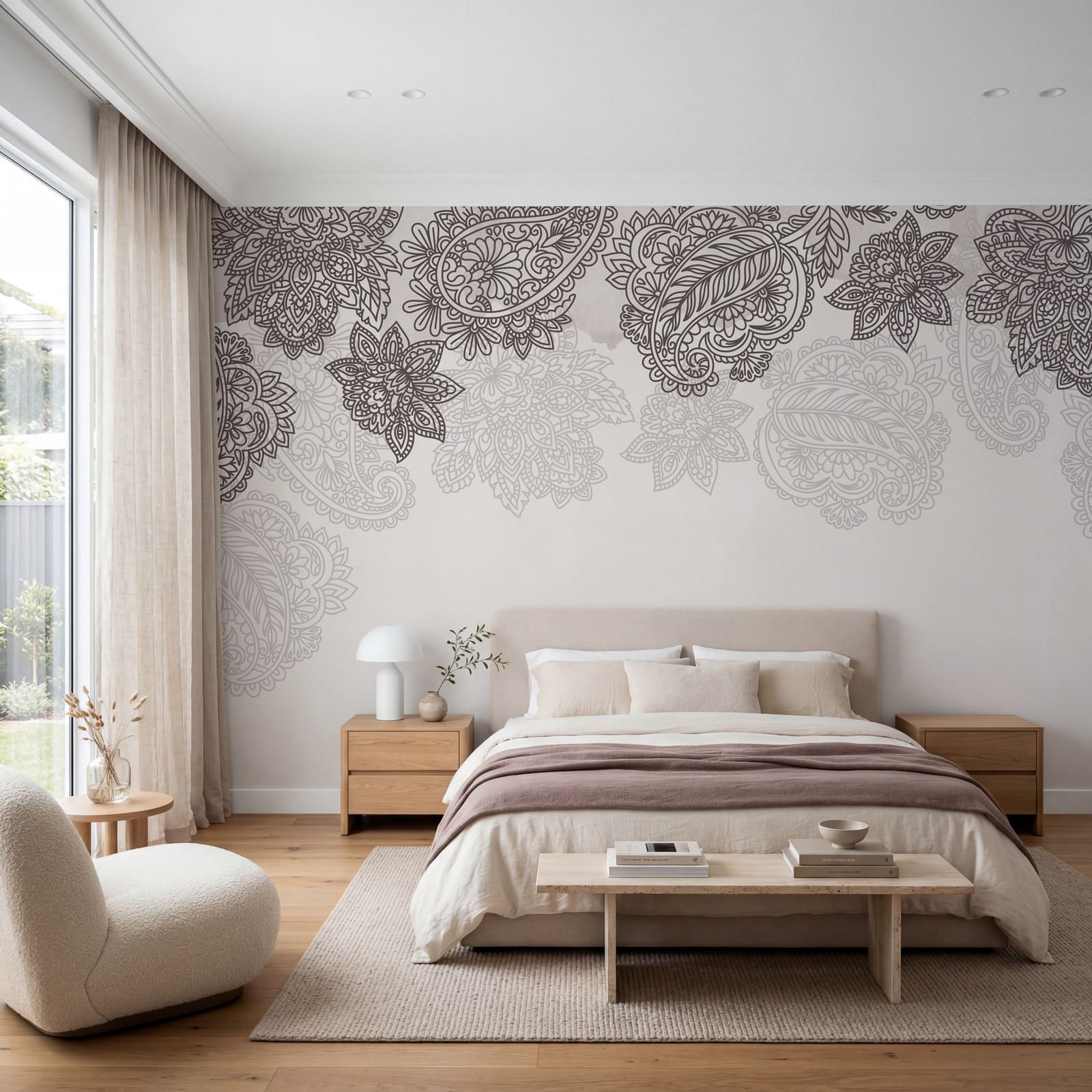 Borda com padrão paisley e flores