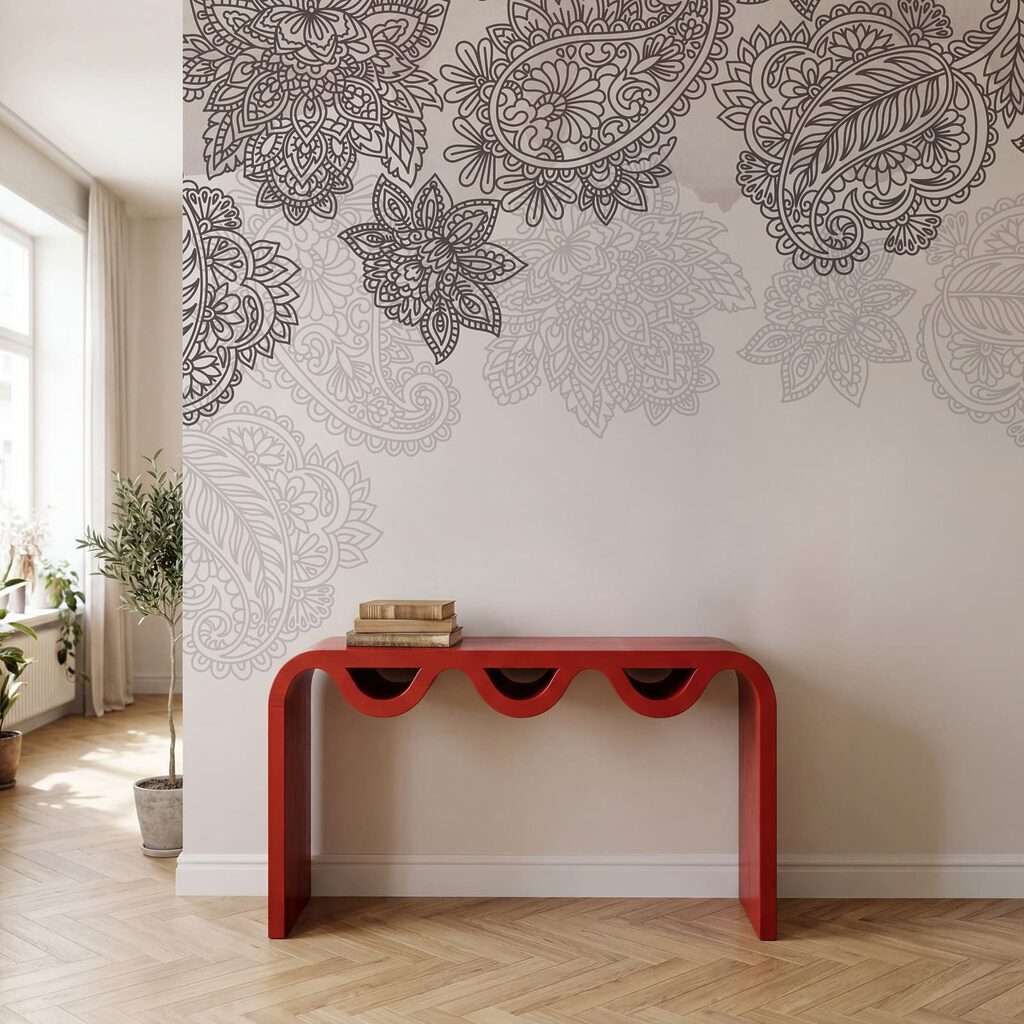Borda com padrão paisley e flores