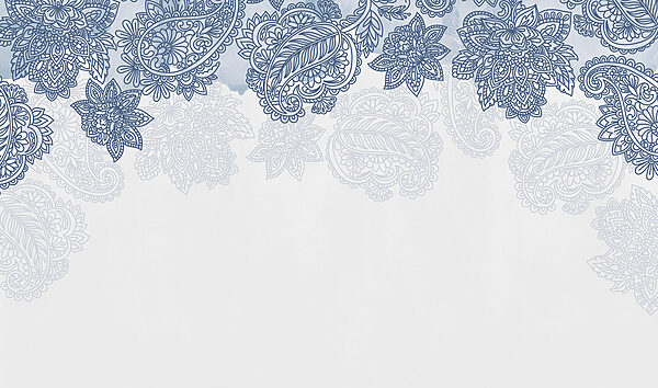 Blue and white floral border
