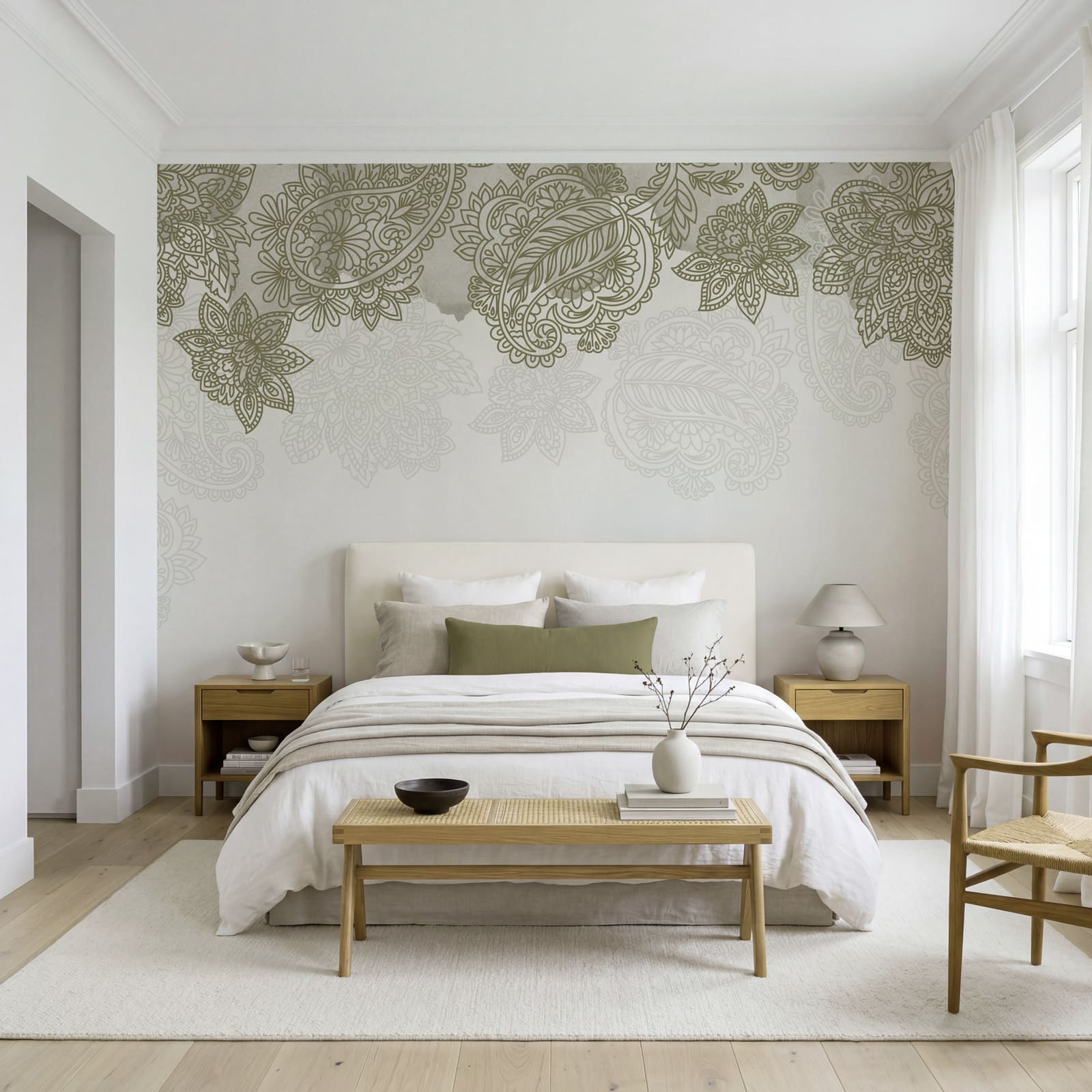 Fundo branco com um padrão de folhas e flores Fundo branco com um padrão de folhas e flores