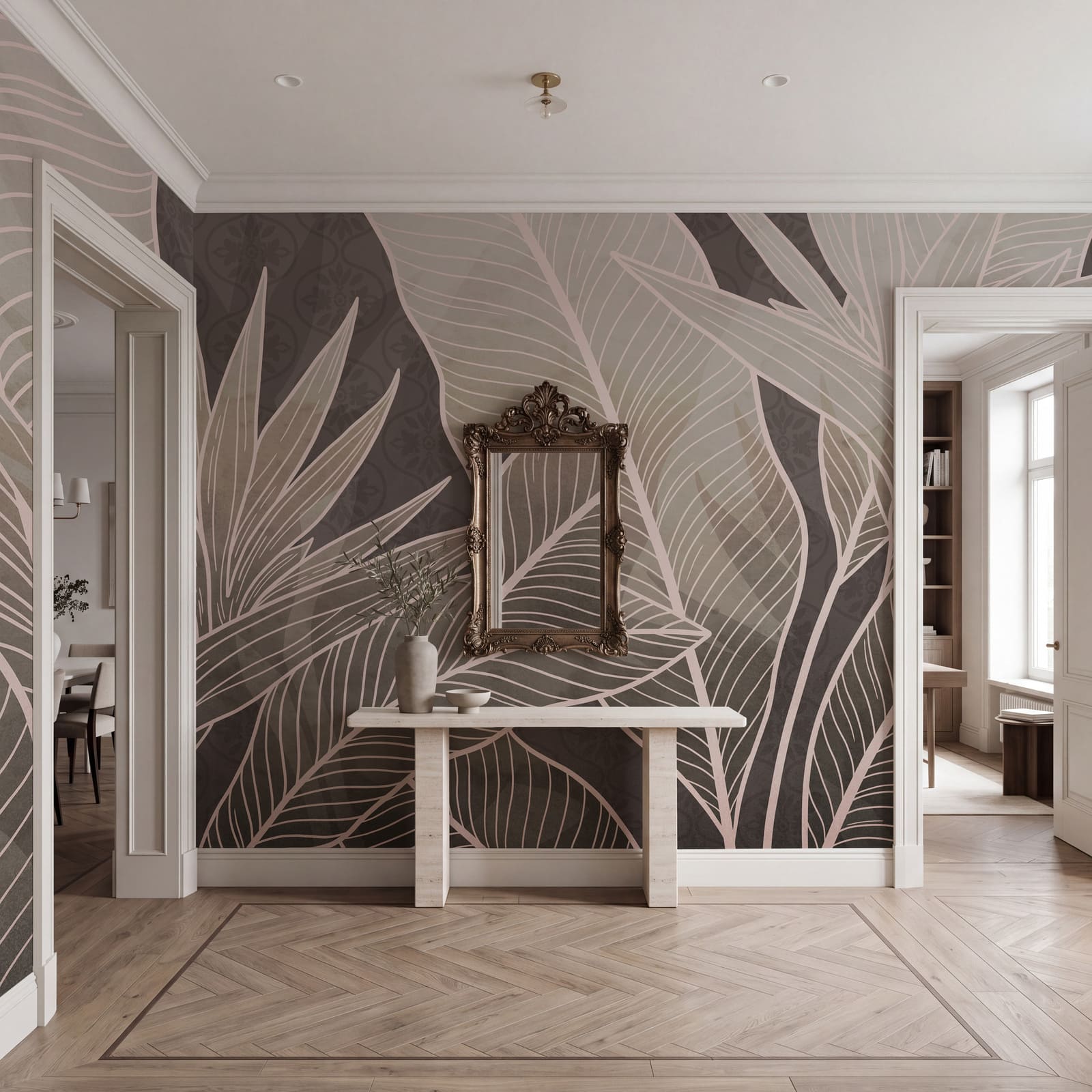Tons suaves com elegância botânica Tons suaves com elegância botânica