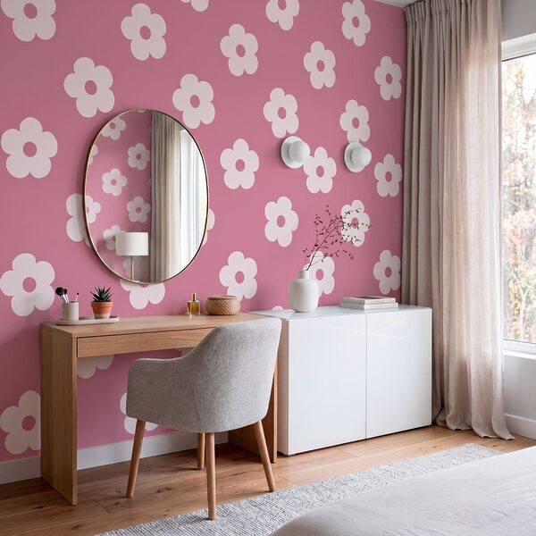 Padrão floral em rosa e branco Padrão floral em rosa e branco