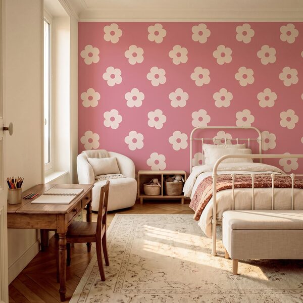 Padrão floral em rosa e branco Padrão floral em rosa e branco