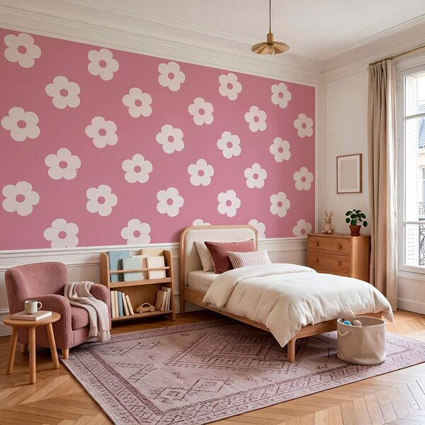 Padrão floral em rosa e branco Padrão floral em rosa e branco