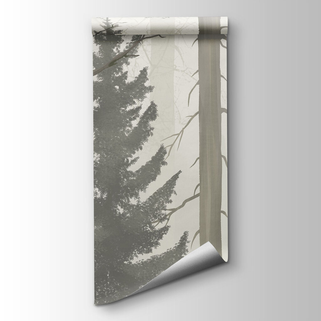 Foggy forest with trees