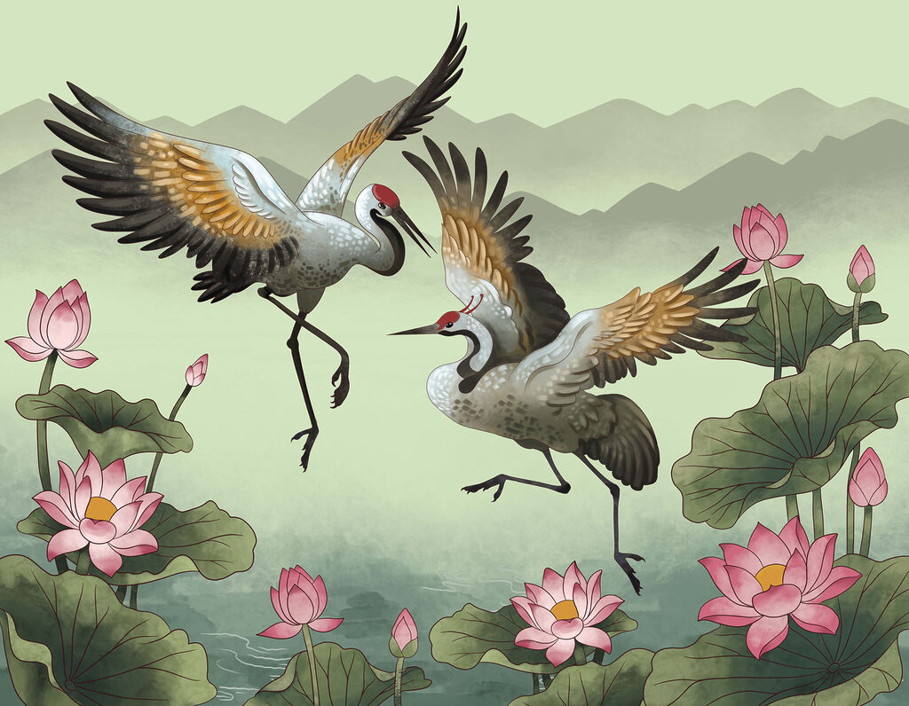 Couple of cranes in flight