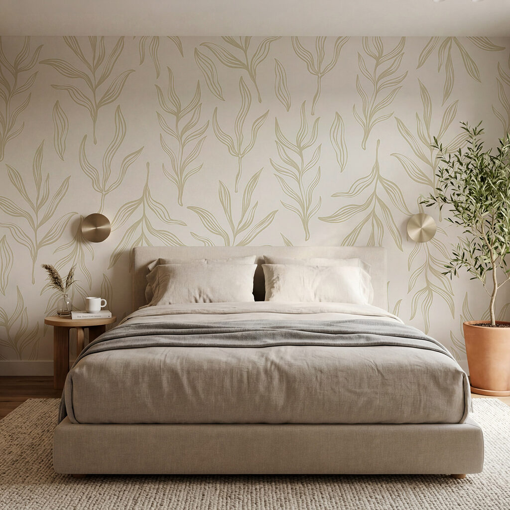 Padrão de folhas sobre um fundo branco