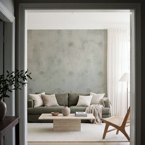 Padrão floral em branco e cinzento Padrão floral em branco e cinzento