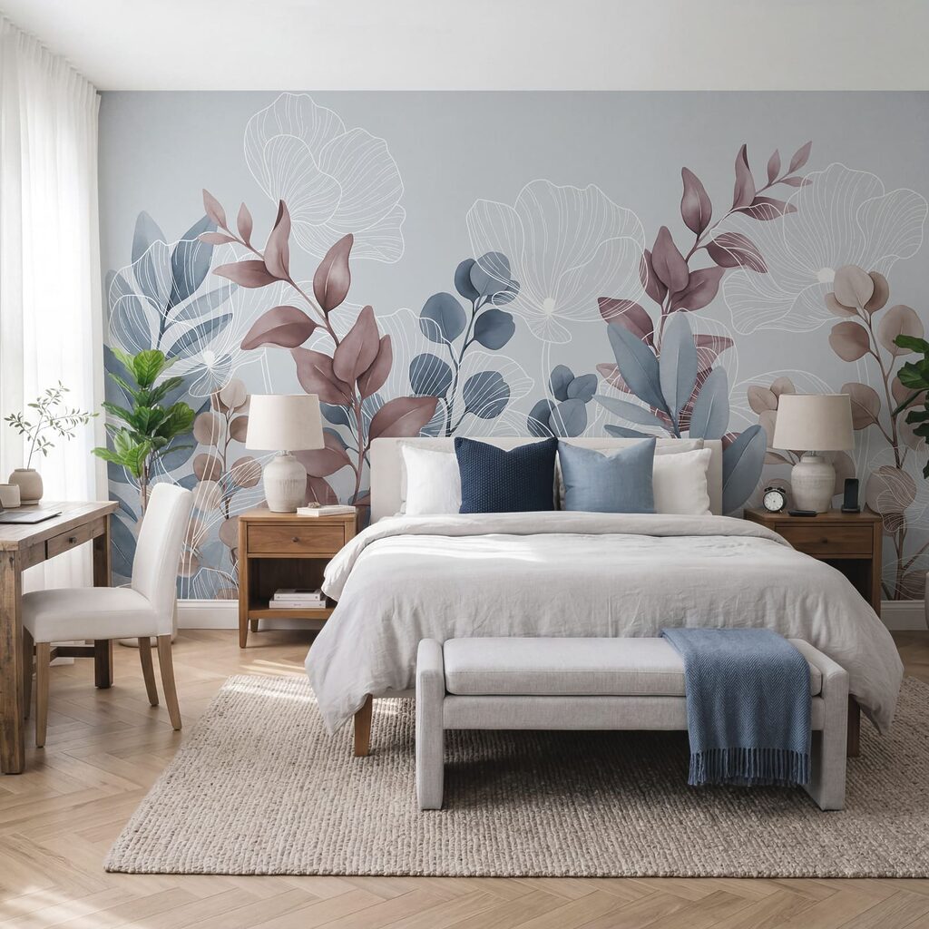 Desenho floral elegante com tons suaves