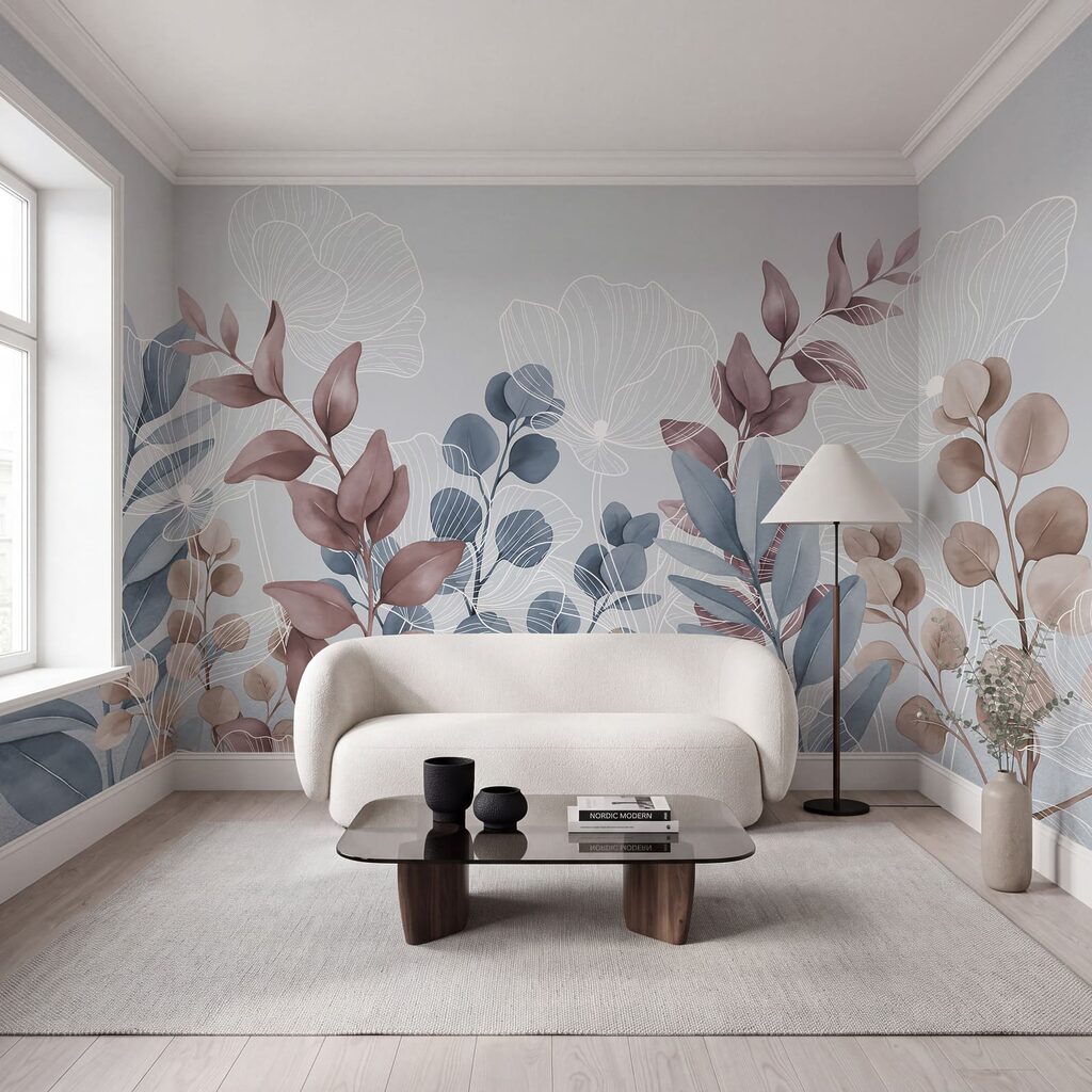 Desenho floral elegante com tons suaves
