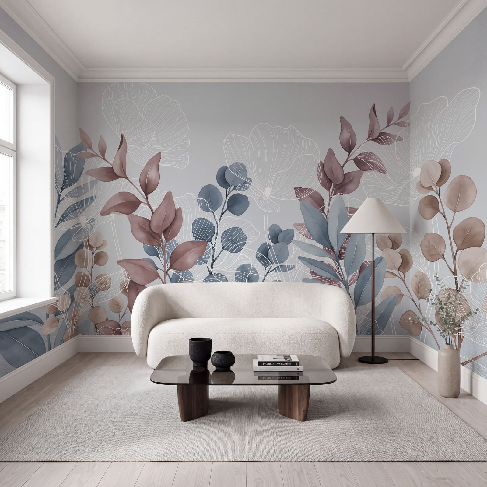 Desenho floral elegante com tons suaves