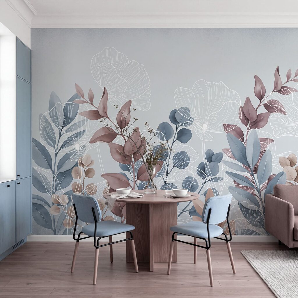 Desenho floral elegante com tons suaves
