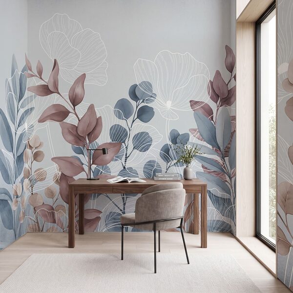 Desenho floral elegante com tons suaves