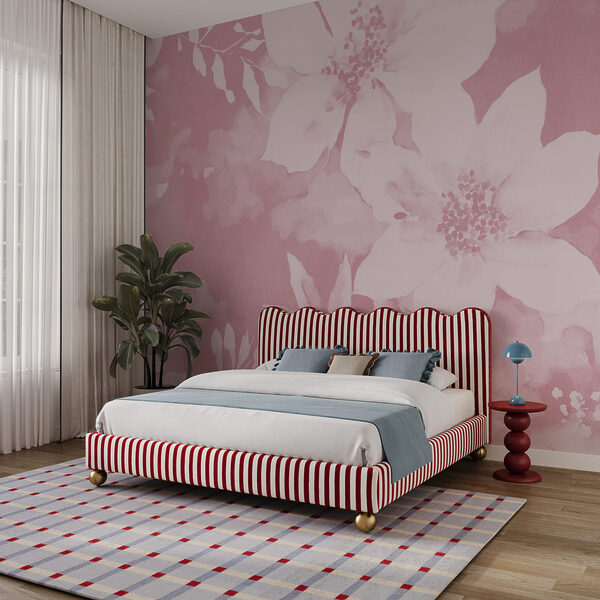 Padrão floral rosa com flores brancas
