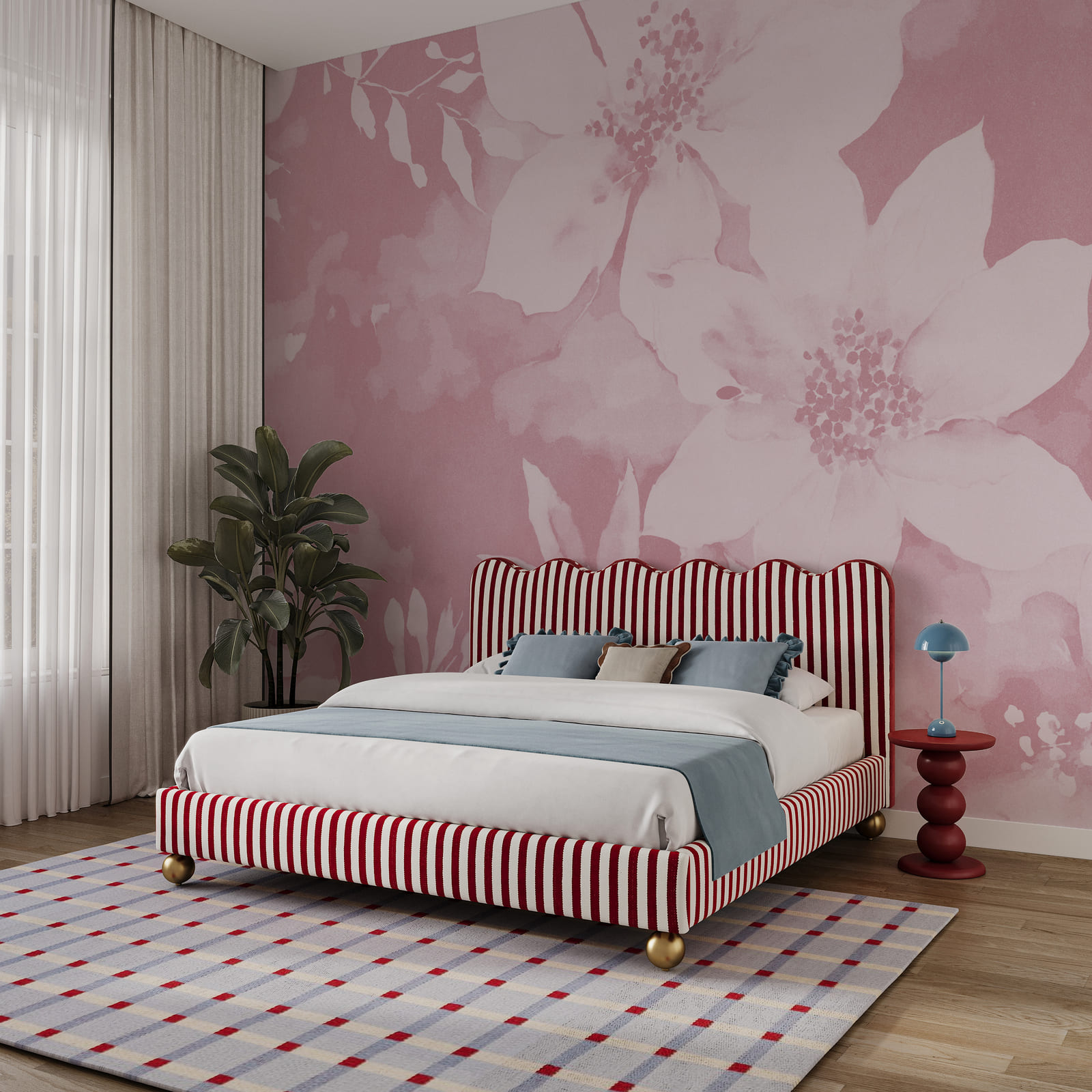 Padrão floral rosa com flores brancas